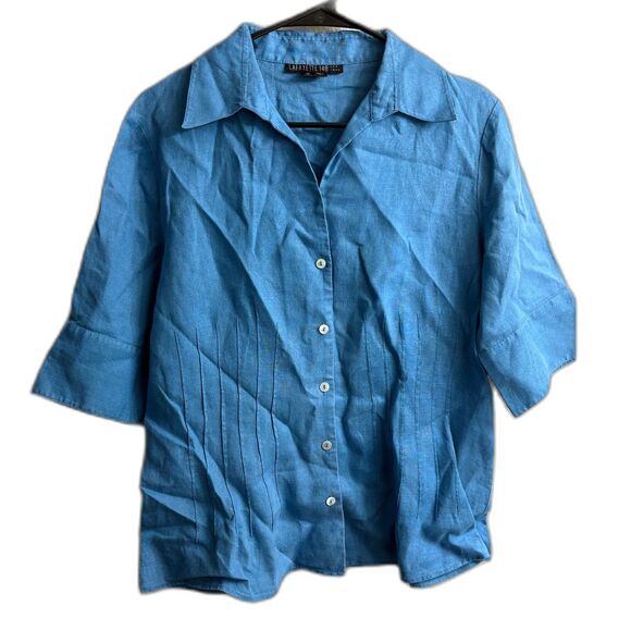 Women's Lafayette 148 Button Down 3/4 Sleeve 100% LinenTop Size 12 - Picture 1 of 5